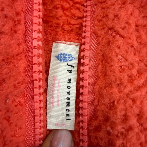 Free People Pullover Womens M Coral Pink Sherpa Half Zip Fleece - Picture 5 of 9